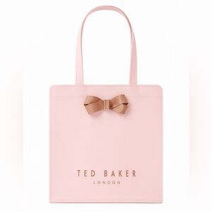 Authentic Ted Baker Pink Glossy Tote – Copper Bow | Rare Colour Combo